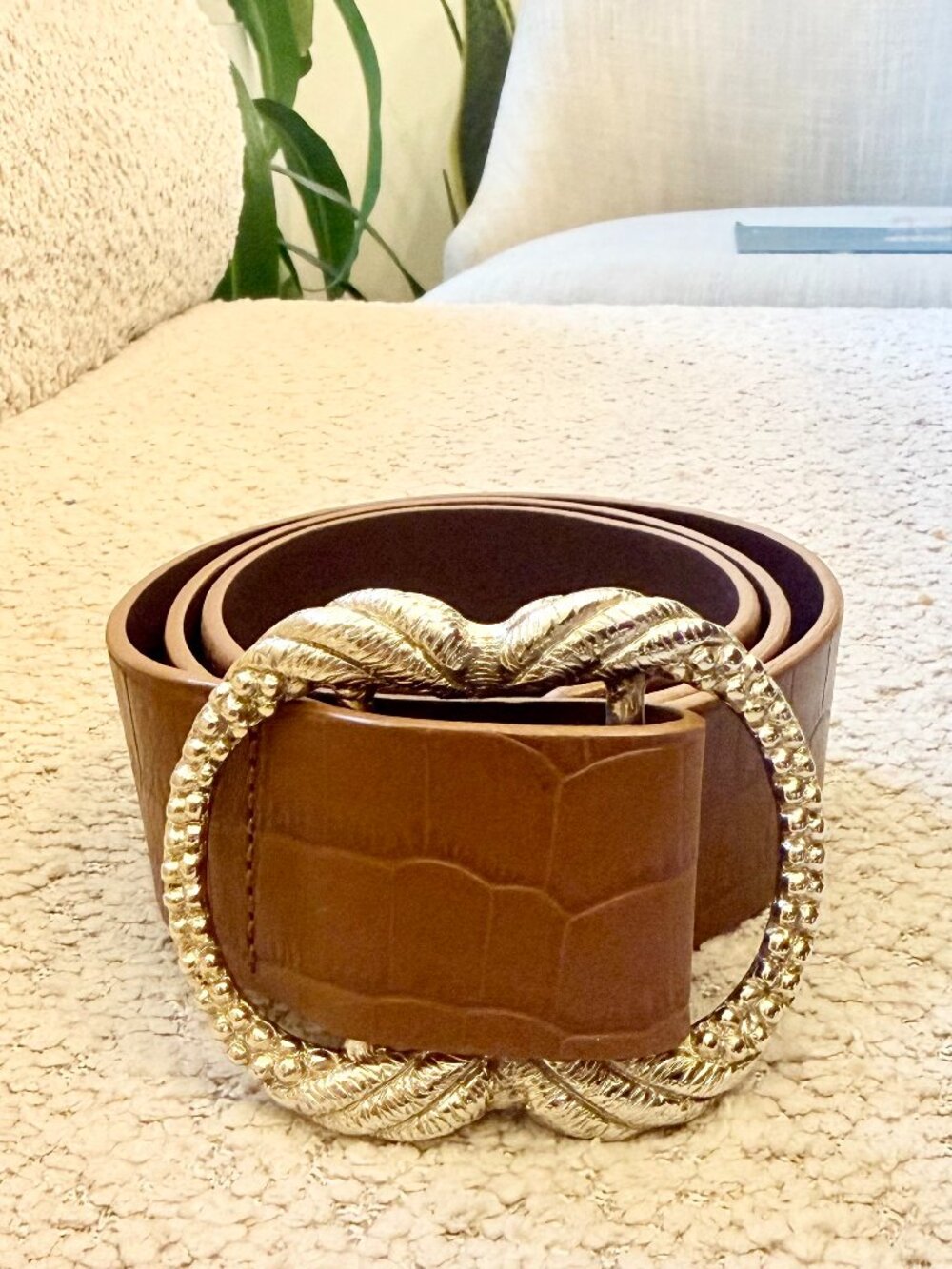 Sézane Artemis Belt brown crocodile belt